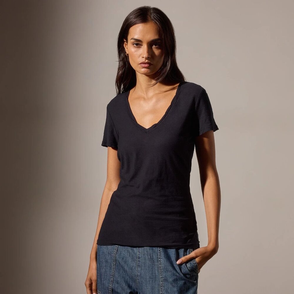 James Perse Slub V Neck Size 1 in Deep (Dark Navy) Purchased Directly from JP - Picture 2 of 7